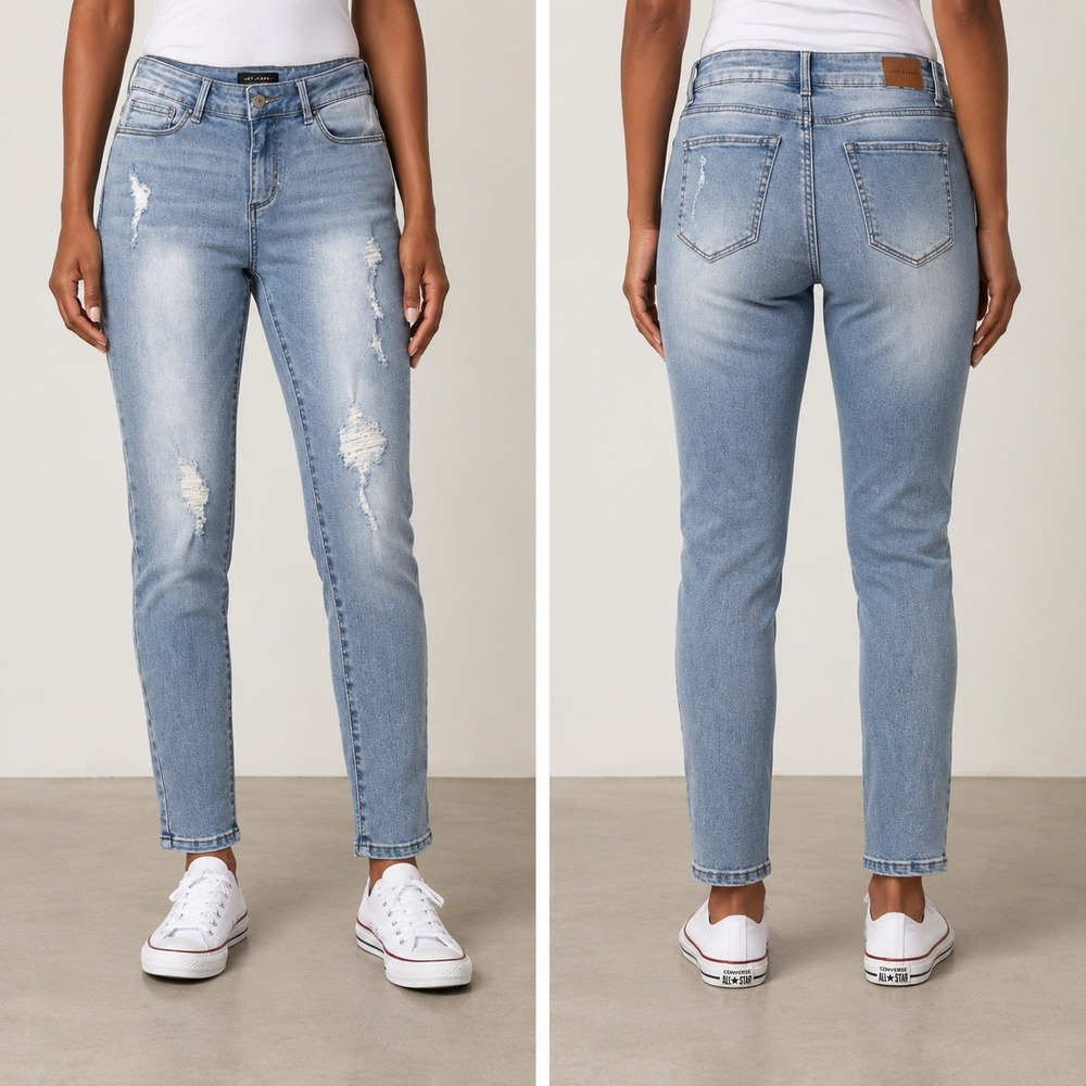 Gentle Turtle Skinny Jeans Womens 28 Distressed Light Wash Blue Denim Frayed Leg